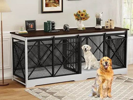Double Dog Crate Furniture Heavy Duty Chew-Resistant Indoor - Omega Lifestyles