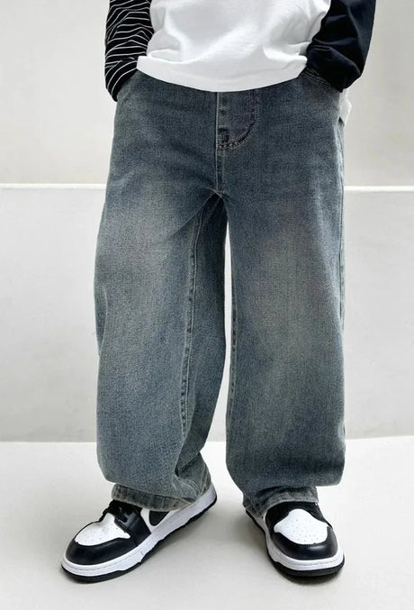 Kids Cotton Polyester Blend Straight Leg Jeans - Omega Lifestyles