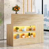 Modern LED Reception Desk With Storage Cabinets and Power Outlets