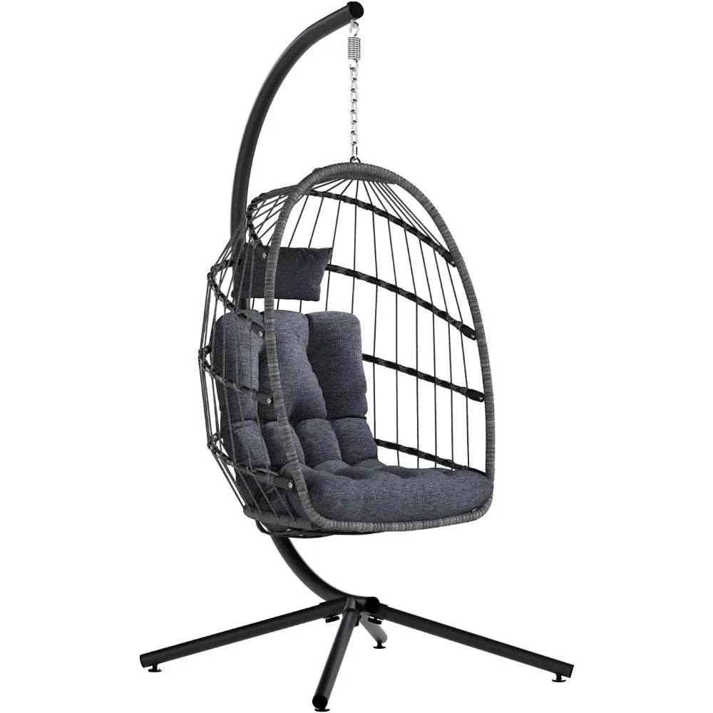 Ergonomic Wicker Hanging Egg Chair with Cushion - Omega Lifestyles