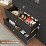 Modern 78-Inch White Glass Door Living Room Cabinet