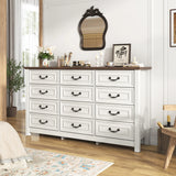 Rustic Wooden 12-Drawer Large Bedroom Dresser Chest