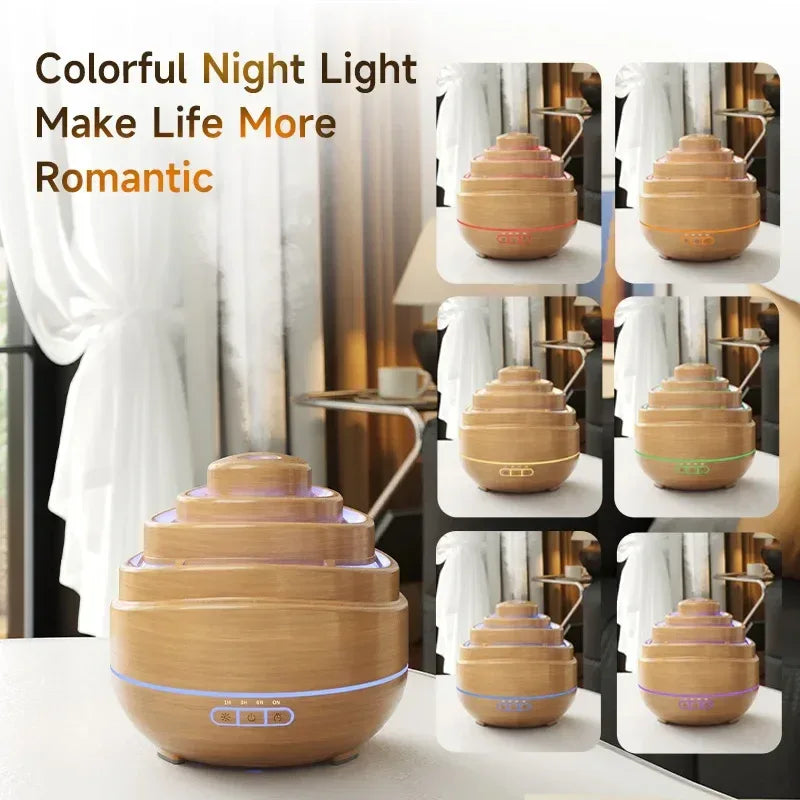 Ultrasonic Wood Grain Aroma Diffuser With Colorful LED Light - Omega Lifestyles