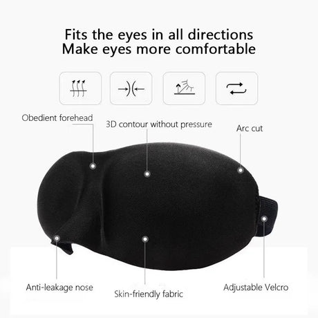 3D Contoured Memory Foam Light-Blocking Sleep Mask - Omega Lifestyles