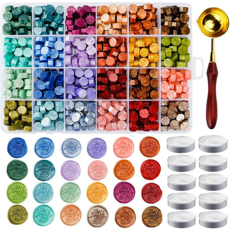 Assorted Metallic Wax Seal Beads And Candle Set - Omega Lifestyles