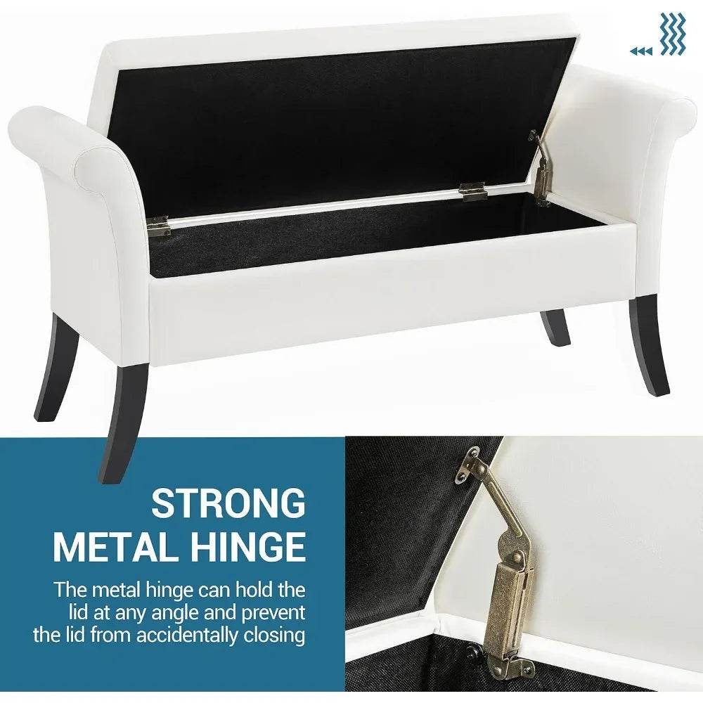 Vintage Faux Leather Storage Bench - Omega Lifestyles