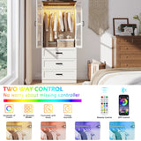 75-Inch Farmhouse LED 2-Door Armoire Wardrobe Closet