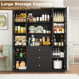 Modern 78-Inch White Glass Door Living Room Cabinet