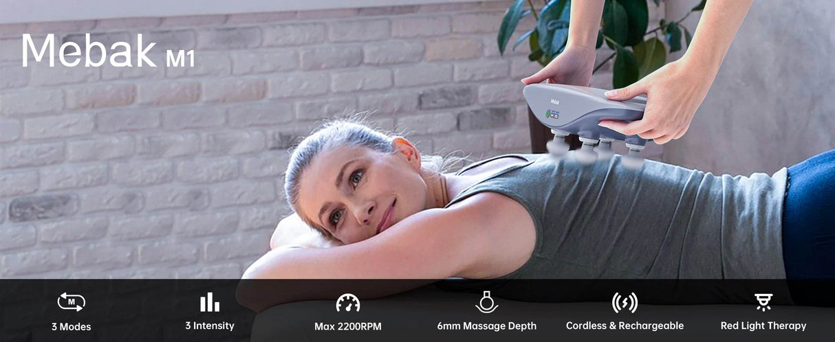 4-Head Deep Tissue Massage Gun with 3 Speed Levels - Omega Lifestyles