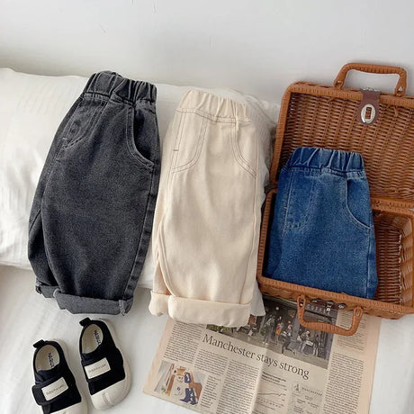 Casual Soft Denim Baby Pants With Elastic Waist - Omega Lifestyles