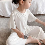 Girls Thin Summer Polyester Knit Casual Homewear Set - Omega Lifestyles