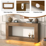 Wooden Farmhouse Console Table With 6000-Color Lighting