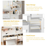 Modern Wooden Vanity Desk With Mirror Lights Charging Station