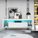 63-Inch High Gloss Floating TV Stand With RGB Lights