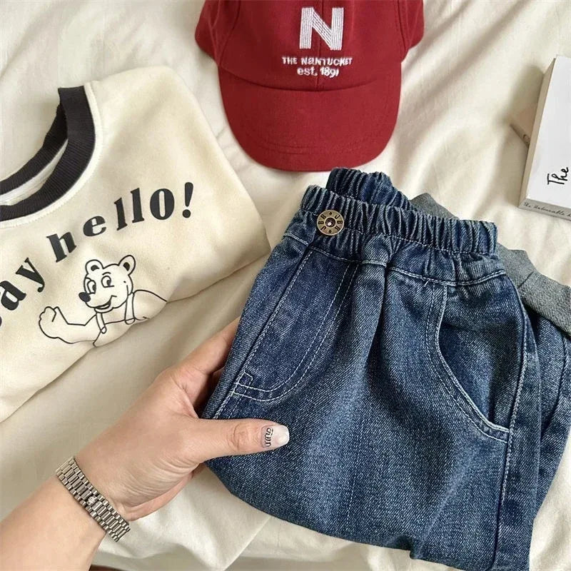 Children's Casual Loose Fit Cotton Denim Jeans - Omega Lifestyles