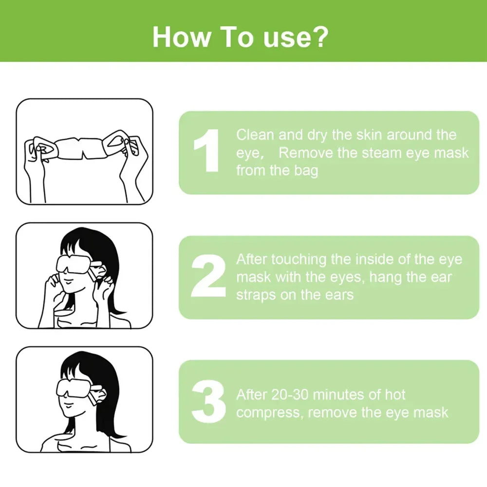 Set of 6 Steam Eye Masks Warm Moist Heat Soothing - Omega Lifestyles