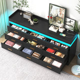 Modern 9-Drawer Wooden Dresser With LED Light