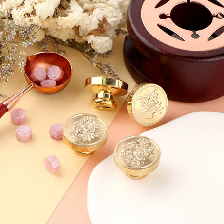 Wedding Heart Pattern Removable Brass Wax Seal Stamp - Omega Lifestyles