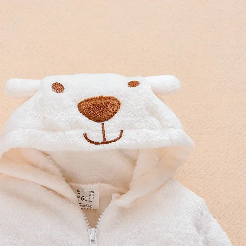 Baby Bear Hooded Cotton Romper Long Sleeve Footies - Omega Lifestyles