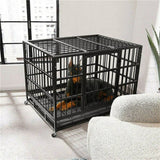 Heavy Duty Chew-Resistant Iron Dog Crate With Wheels - Omega Lifestyles