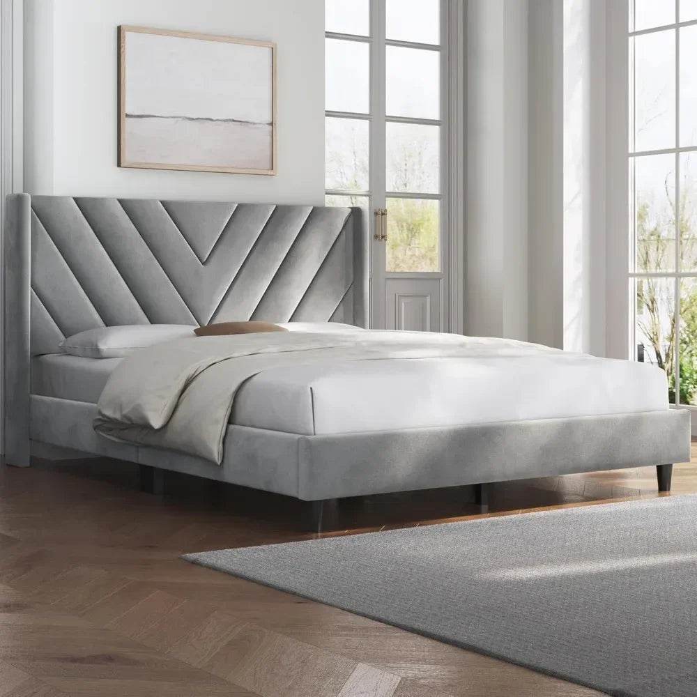 Upholstered Wing Side Bed Frame - Omega Lifestyles