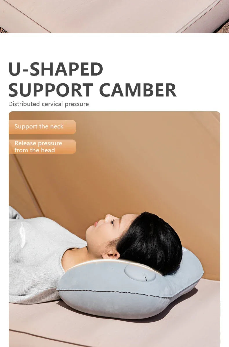 Inflatable Portable Camping Pillow With Built-In Pump - Omega Lifestyles