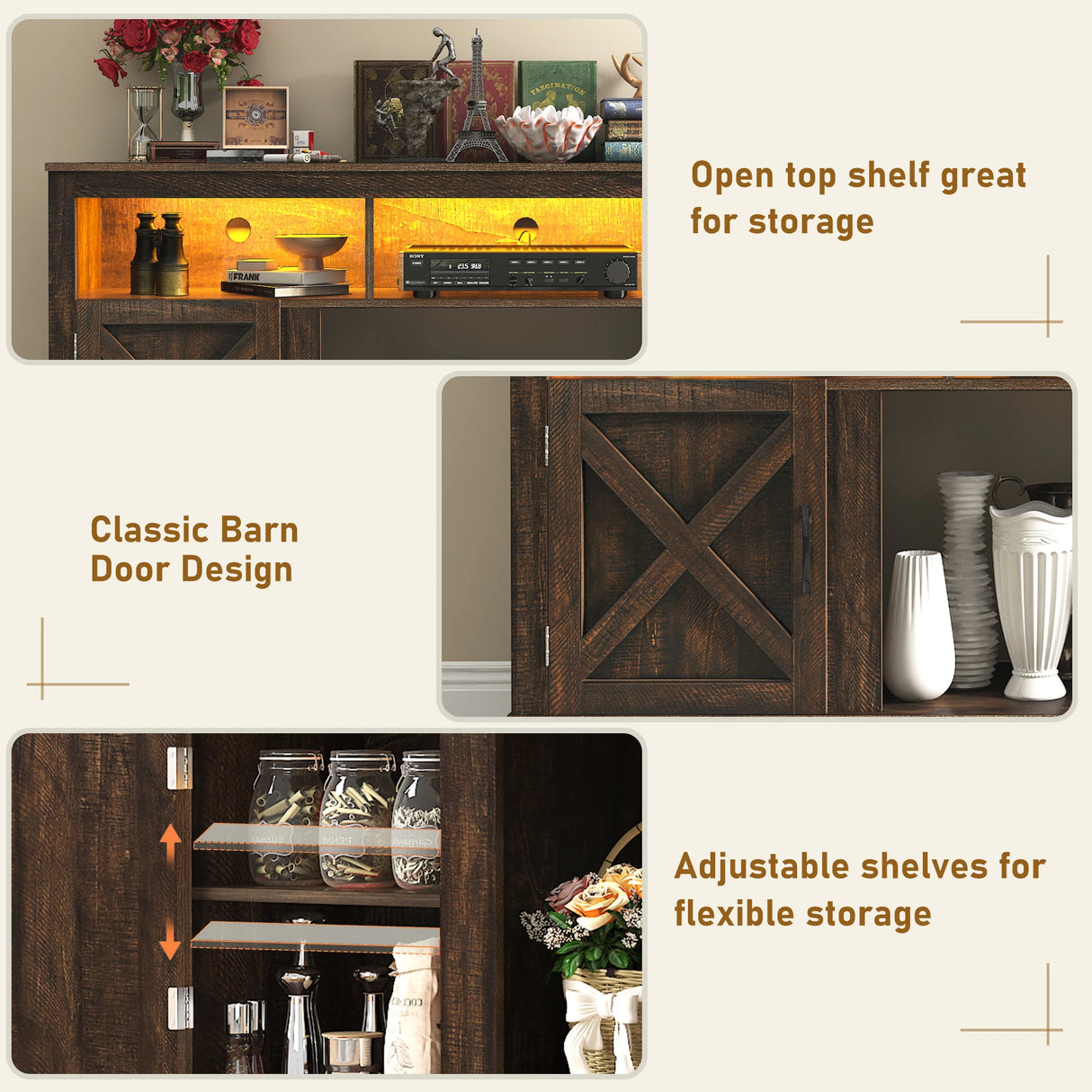 Farmhouse Living Room Fireplace TV Stand Console