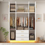 Modern Minimalist 4-Door LED Armoire Wardrobe Closet