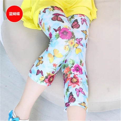 Girls Cotton Polyester Printed Calf-Length Slim Leggings - Omega Lifestyles