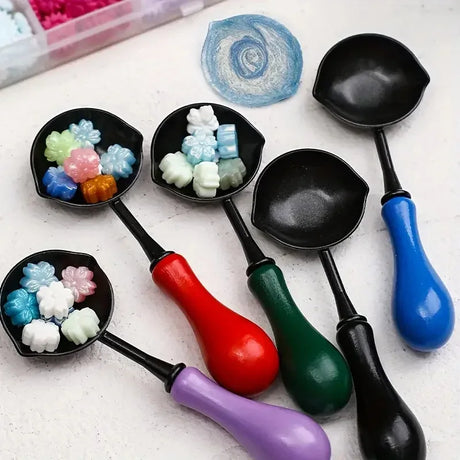 Wood Handle Non-Stick Double Spout Wax Seal Spoon - Omega Lifestyles