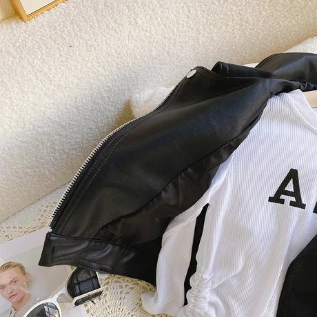 Children’s Autumn Thin Cotton Polyester PU Leather Jacket - Omega Lifestyles