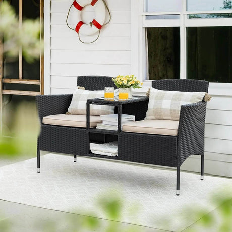 Outdoor Furniture Patio Loveseat Wicker Bench - Omega Lifestyles