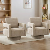 Boucle Upholstered Swivel Accent Chair With Pillow - Omega Lifestyles