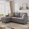 Convertible Firm Linen Fabric Sectional Sofa Light Grey - Omega Lifestyles