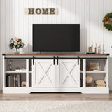 Farmhouse Wooden Sliding Barn Door Coffee Bar Cabinet
