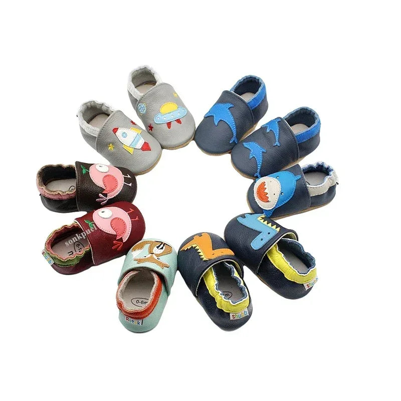 Breathable Leather Baby Shoes Soft First Walkers - Omega Lifestyles