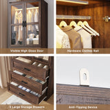 75-Inch Farmhouse LED 2-Door Armoire Wardrobe Closet