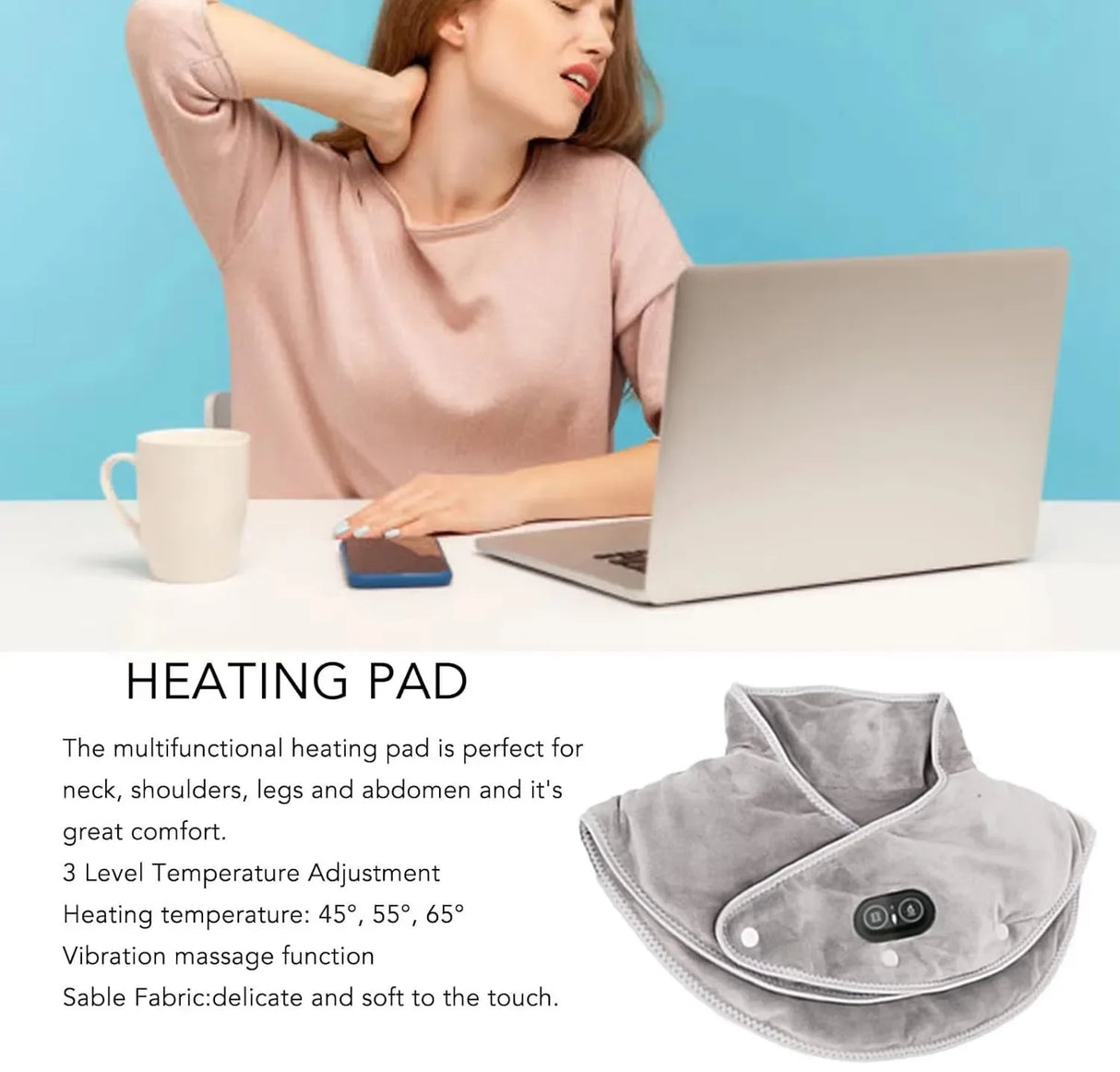 USB Heated Plush Neck And Shoulder Massage Pad - Omega Lifestyles