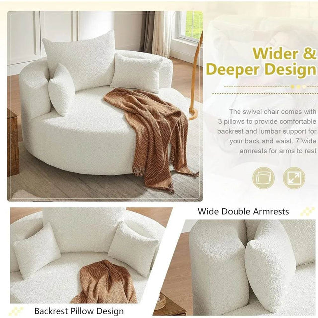 Oversized 360-Degree Swivel Chenille Chair - Omega Lifestyles