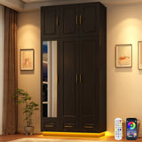 Modern 3-Door Engineered Wood Wardrobe With LED Lights