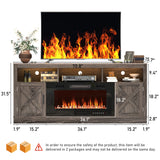 Farmhouse Rustic Fireplace TV Stand With LED Light