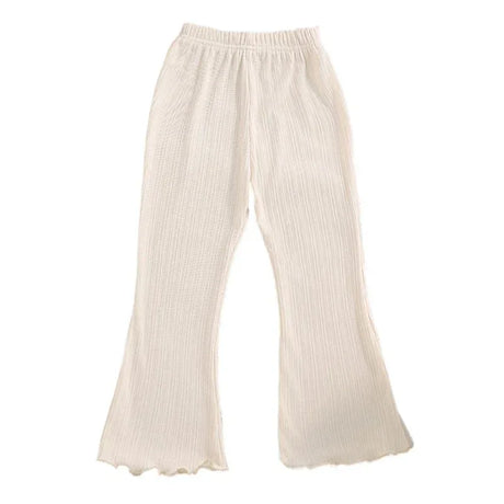 Girls Summer Ribbed Knit Flared Casual Pants - Omega Lifestyles