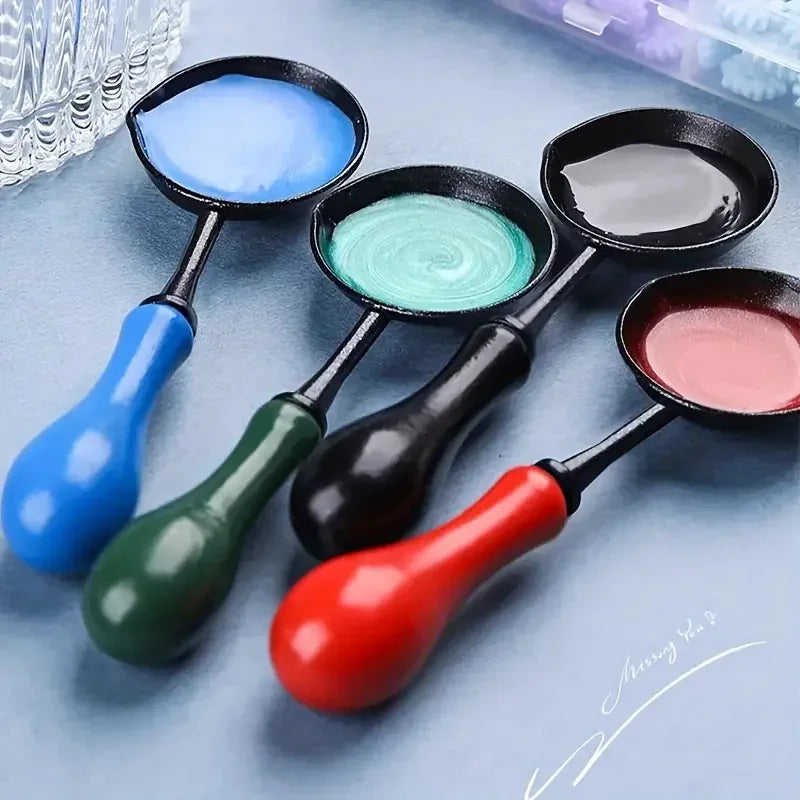 Wood Handle Non-Stick Double Spout Wax Seal Spoon - Omega Lifestyles