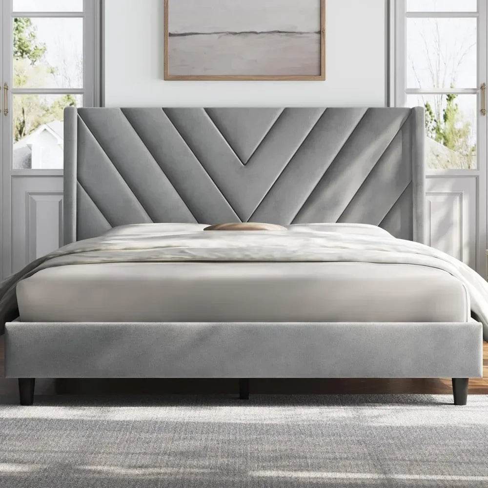 Upholstered Wing Side Bed Frame - Omega Lifestyles