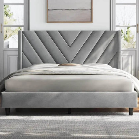 Upholstered Wing Side Bed Frame - Omega Lifestyles