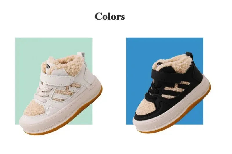 Children Plush Anti-Skid Cotton Leather Winter Sneakers - Omega Lifestyles