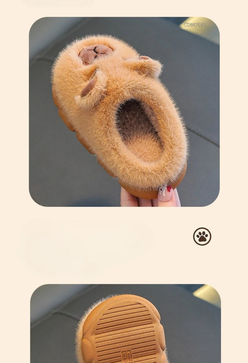 Kids Plush Anti-Slip Winter Warm Cotton Slippers