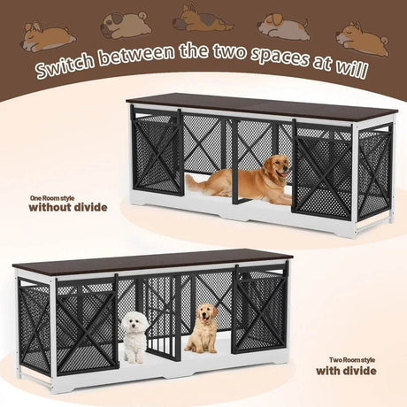 Double Dog Crate Furniture Heavy Duty Chew-Resistant Indoor - Omega Lifestyles