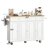Spacious Rolling Kitchen Island Cart With Storage Cabinet