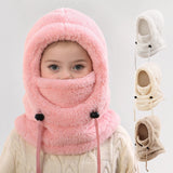 Kids Winter Plush Faux Fur Balaclava Hat Hooded Cap